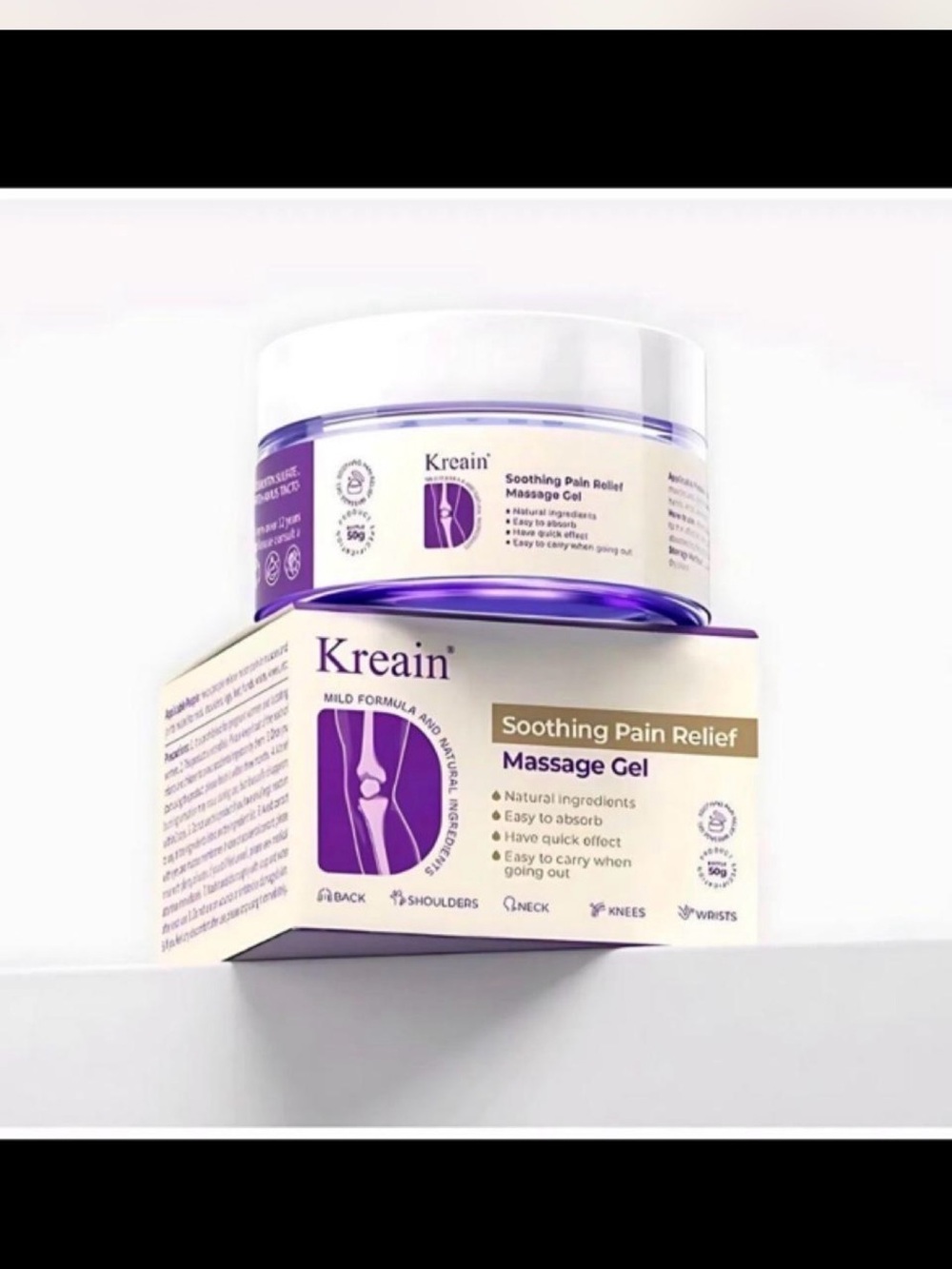 New Kreain Soothing Pain Relief Massage Gel - Purple 100g